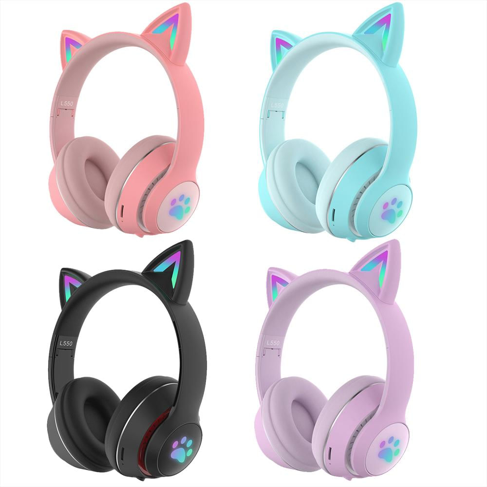 Auriculares Inalámbricos Para Gatitos Bluetooth 5.0 Lindo Gato En Forma  Luminosa Para Juegos Niños Niña Niño