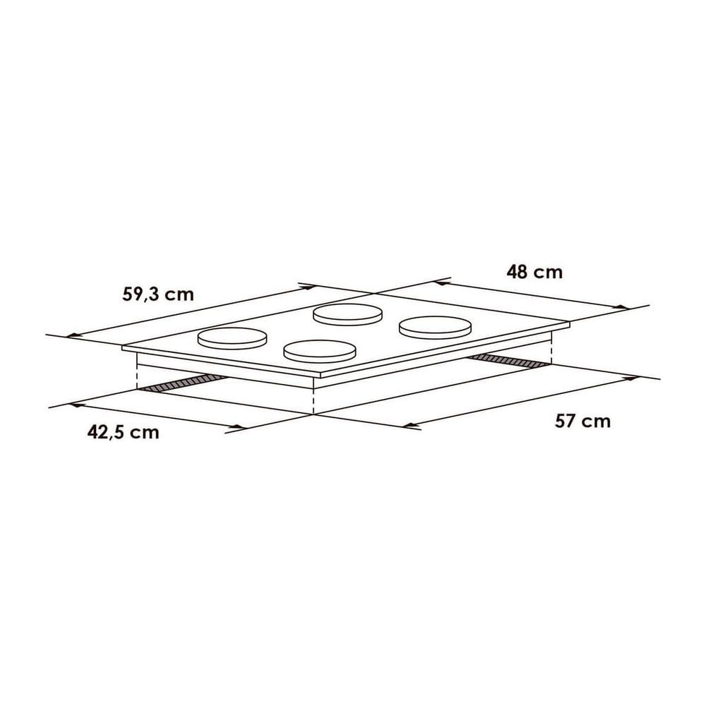 Cubierta empotrable ABBA 60.000 x 9.300 cm Acero inoxidable 4 puestos Gas propano CG4PLX TC img #5