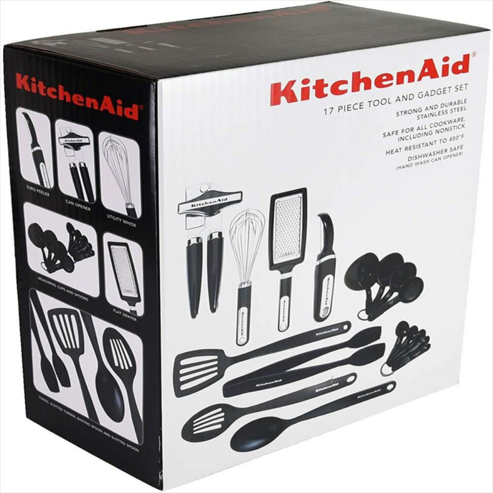 KitchenAid Juego de utensilios de cocina de 15 piezas, resistentes al calor  y aptas para lavavajillas, color negro