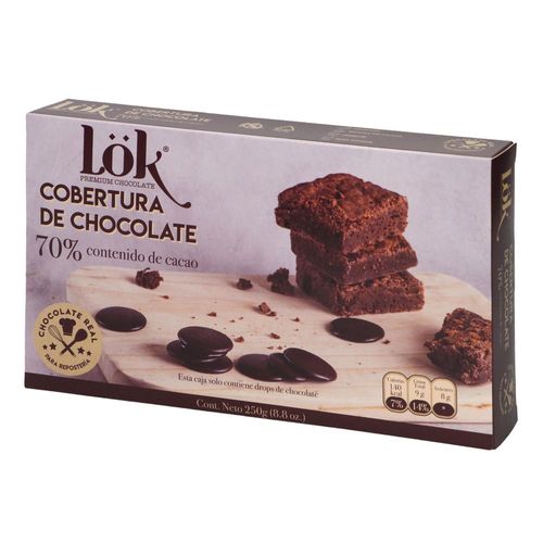 Cobertura Chocolate 70% Cacao LOK PREMIUM PRODUCTS 250 gr