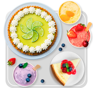 Helados, tortas y postres​